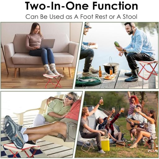 Scaun de camping portabil HuaMuDM 30 cm, scaun pliant ușor din aluminiu cu șezut din pânză