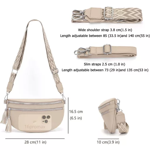 Geantă crossbody de damă LANXINGLUO cu suport pentru carduri, geantă de umăr kaki