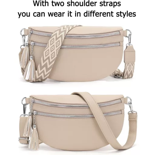 Geantă crossbody de damă LANXINGLUO cu suport pentru carduri, geantă de umăr kaki