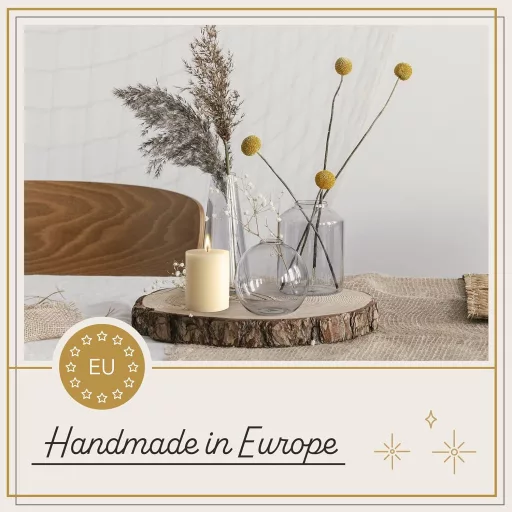 ELAORY Füstmentes Pillar Gyertya Ivory 7,5x7,5cm 3db Hygge Dekoráció
