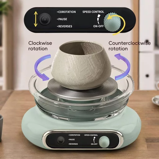 YCBTREE Elektromos Korongozó 12cm Folyamatos Sebességszabályzás Lábpedál 8 Részes Kiegészítő Zöld