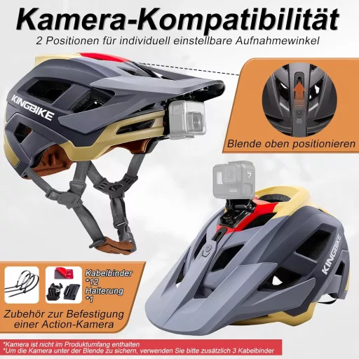 KINGBIKE NTA-8776 E-MTB kerékpáros sisak kameratalappal és állítható napellenzővel