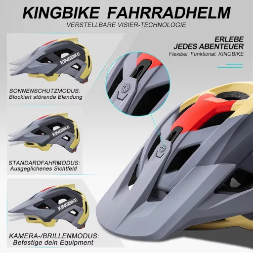KINGBIKE NTA-8776 E-MTB kerékpáros sisak kameratalappal és állítható napellenzővel