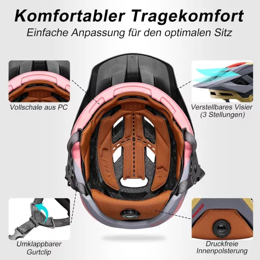 KINGBIKE NTA-8776 E-MTB kerékpáros sisak kameratalappal és állítható napellenzővel