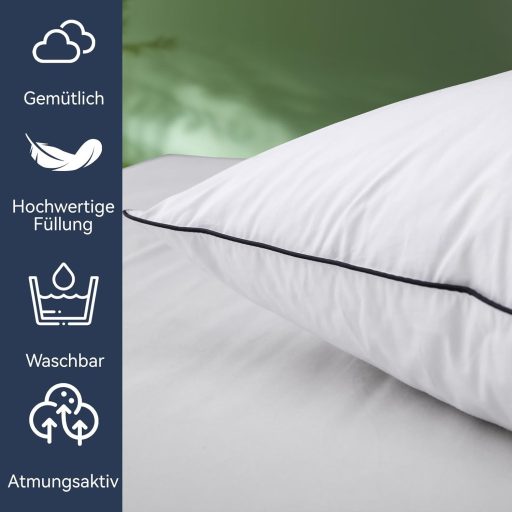 DOWNFOCUS Prémium Párnaszett 80x80 cm, 100% Természetes Lúd Toll, Ergonomikus Nyakpárna