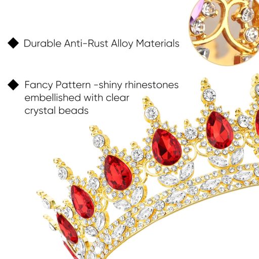 DRESHOW Tiară Cristal Baroc Coroană Femei Nuntă Diademă Strasuri Prințesă