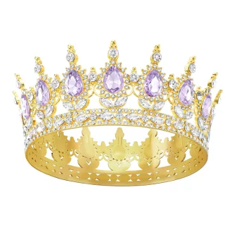   DRESHOW Kristály Barokk Tiara Korona Női Esküvői Fejdísz Strasszos