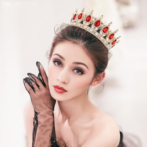 DRESHOW Krištáľová baroková tiara koruna dámska svadobná čelenka s kamienkami princezná