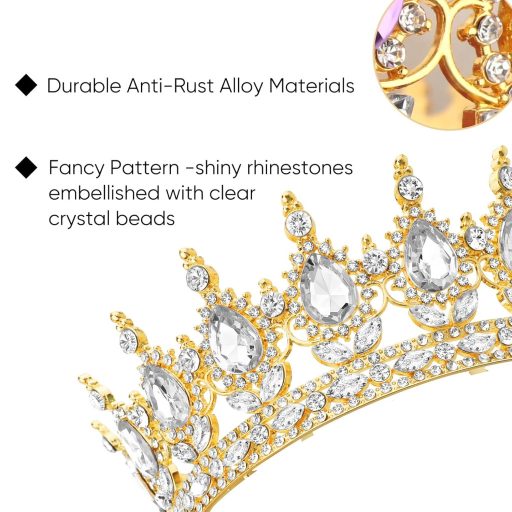 DRESHOW Kristály Barokk Tiara Korona Női Esküvői Fejdísz Strasszos Hercegnő