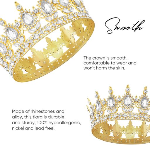 DRESHOW Kristály Barokk Tiara Korona Női Esküvői Fejdísz Strasszos Hercegnő