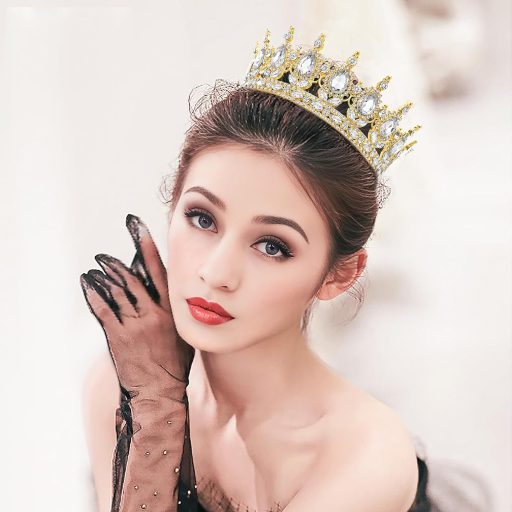 DRESHOW Kristály Barokk Tiara Korona Női Esküvői Fejdísz Strasszos Hercegnő