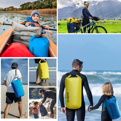 Unigear vízhatlan táska 2L-40L, hátitáska telefontartóval és pánt, kajak, csónak, kempingezés