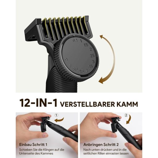 Roleader Elektromos Borotva Szakáll és Testszőr Trimmer USB-C Vezeték Nélküli