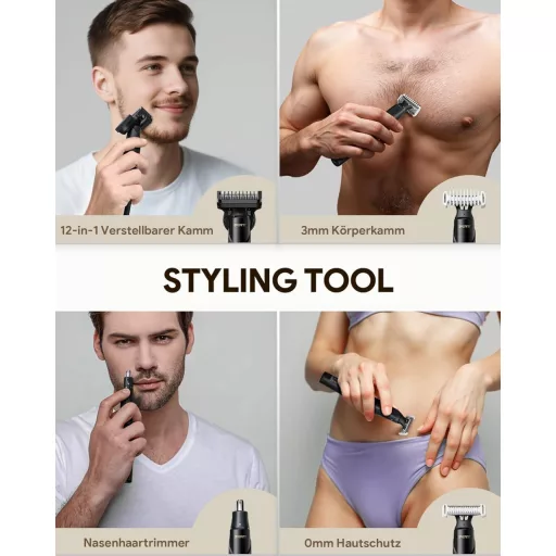 Aparat de ras electric Roleader, trimmer pentru barbă și corp, USB-C, fără fir