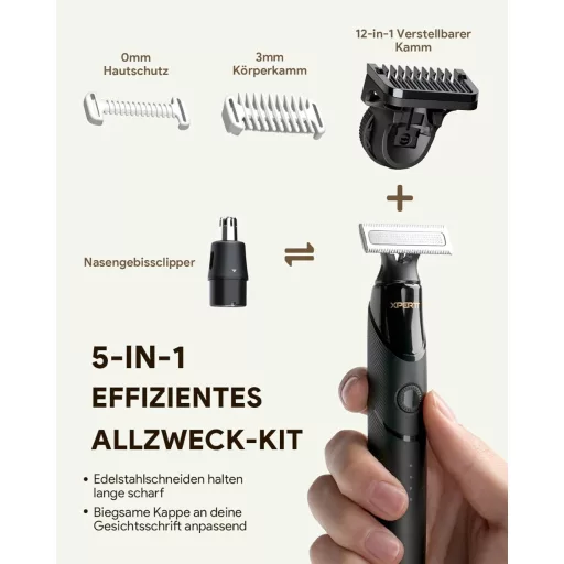 Aparat de ras electric Roleader, trimmer pentru barbă și corp, USB-C, fără fir