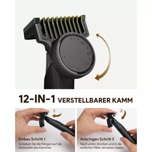 Aparat de ras electric Roleader, trimmer pentru barbă și corp, USB-C, fără fir