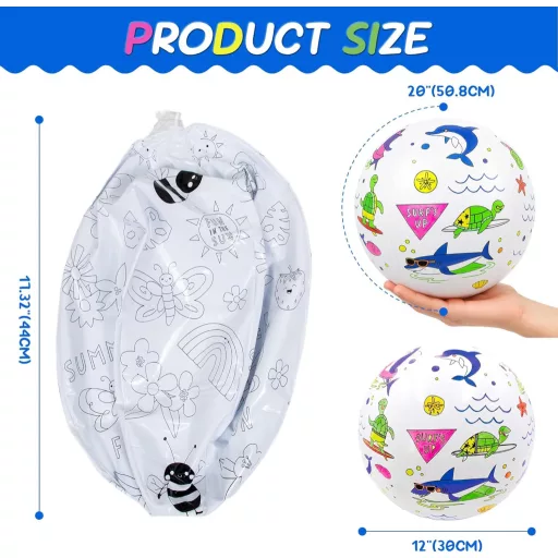 JOY SPOT! 3 db Felfújható Vízilabda Festőszett 40,6cm Strandbáll 12 Filctollal