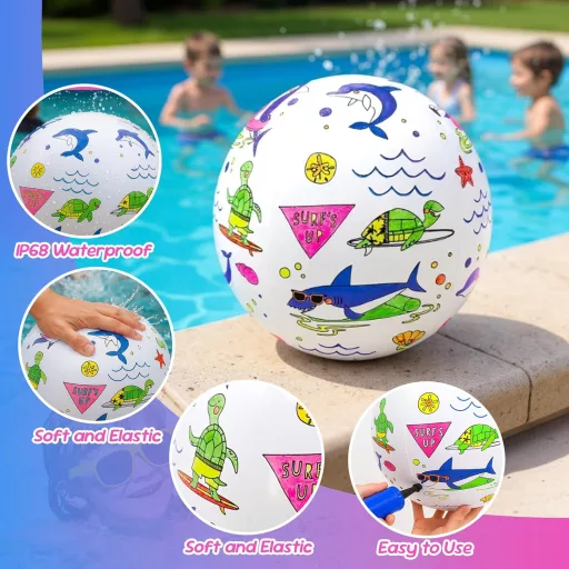 JOY SPOT! 3 db felfújható vízilabda festőszett, 40,6 cm strandball 12 filctollal