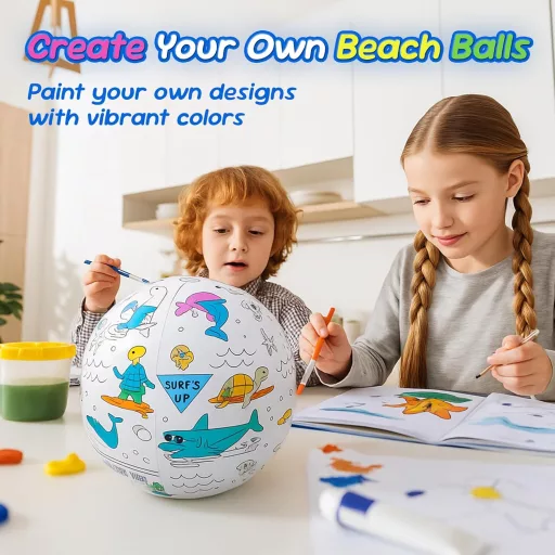 JOY SPOT! 3 db felfújható vízilabda festőszett, 40,6 cm strandball 12 filctollal