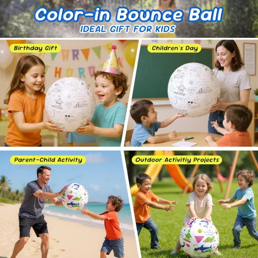 JOY SPOT! 3 db felfújható vízilabda festőszett, 40,6 cm strandball 12 filctollal