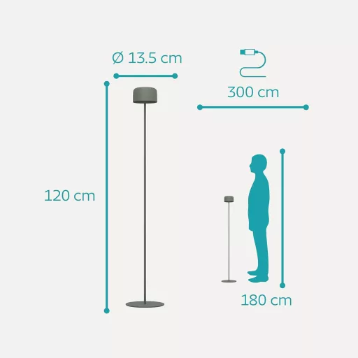 EGLO Roccanova napelemes állólámpa, érintésvezérelt 3 fokozatú, kültéri beltéri, acél zöld - Green, Battery floor lamp