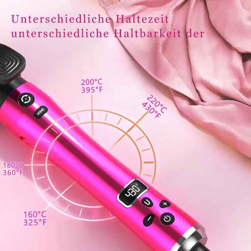 Hojocojo Automata Hajsütővas 3in1 Negatív Ion 360° Forgó 9/25/32mm Rózsaszín Hosszú Közepes Hajhoz