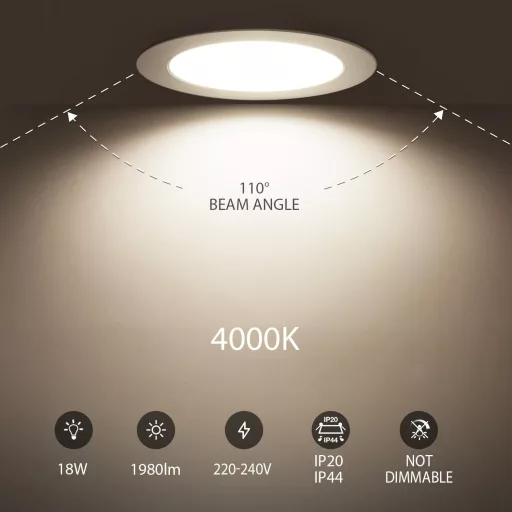 LVWIT LED Beépíthető Spotlámpa 18W 4000K Semleges Fehér 6db Szett