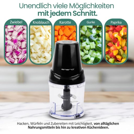 EMERIO Elektromos Aprító 400W Rozsdamentes Acél Pengékkel Húshoz Zöldséghez