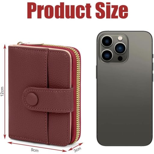 Adiwo női bőr pénztárca kis méret többrekeszes gesztenye barna