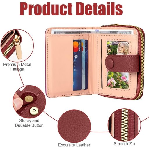 Adiwo női bőr pénztárca kis méret többrekeszes gesztenye barna