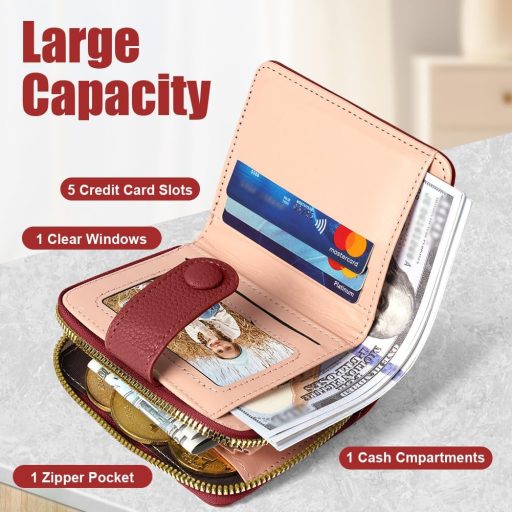 Adiwo női bőr pénztárca kis méret többrekeszes gesztenye barna