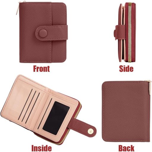 Adiwo női bőr pénztárca kis méret többrekeszes gesztenye barna