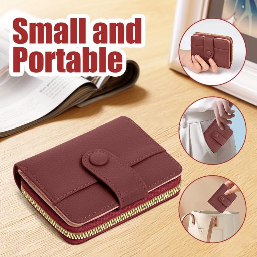 Adiwo női bőr pénztárca kis méret többrekeszes gesztenye barna