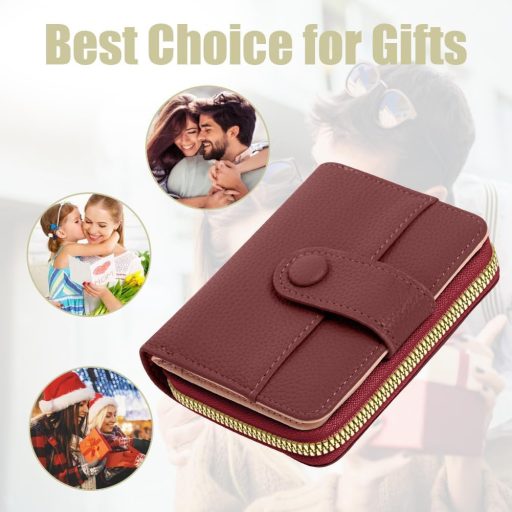 Adiwo női bőr pénztárca kis méret többrekeszes gesztenye barna