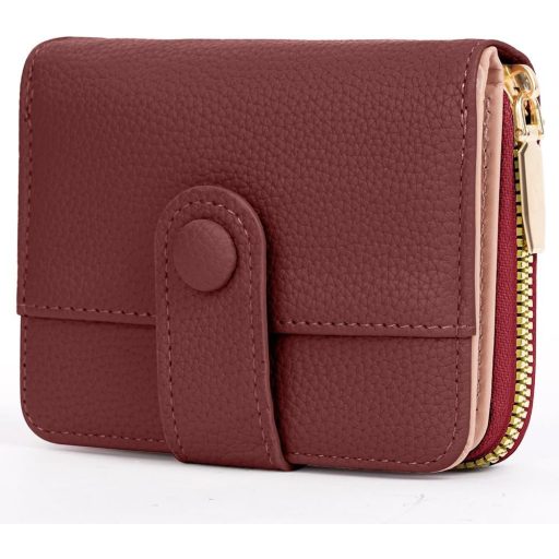 Adiwo női bőr pénztárca kis méret többrekeszes gesztenye barna