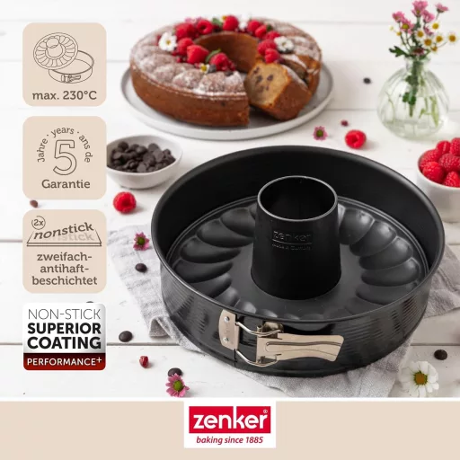 Zenker Springform tortaforma 26 cm, cserélhető aljak, fekete, antilengő bevonat