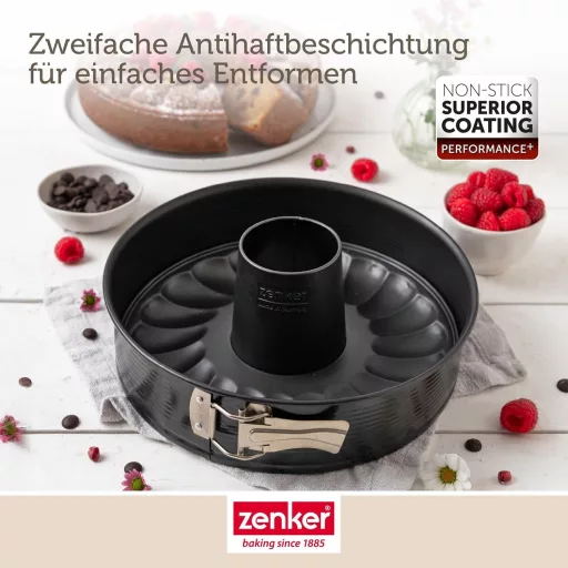Zenker Springform tortaforma 26 cm, cserélhető aljak, fekete, antilengő bevonat