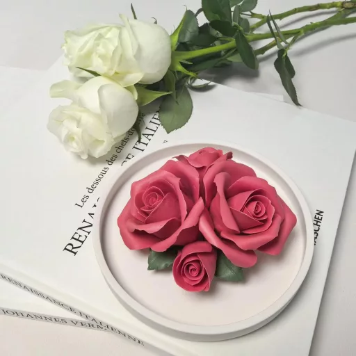 Wavedolphin Kézműves Kerámia Aroma Diffúzor Rózsa Mintával Illóolajokhoz