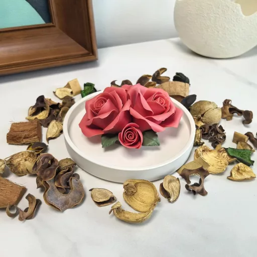 Wavedolphin Kézműves Kerámia Aroma Diffúzor Rózsa Mintával Illóolajokhoz