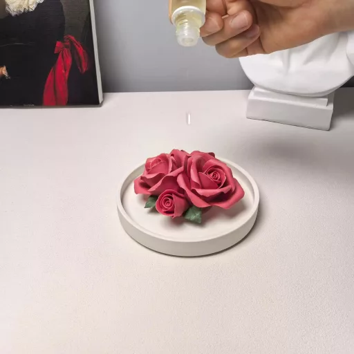 Wavedolphin Kézműves Kerámia Aroma Diffúzor Rózsa Mintával Illóolajokhoz