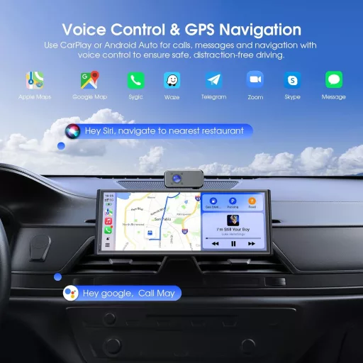 Avylet 10.26" Wireless CarPlay Android Auto Autós Képernyő GPS Dashcam