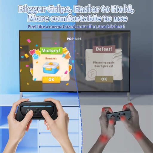 FASTSNAIL Nintendo Switch 2 mânere anti-alunecare JoyCon, Negru, 2 buc.