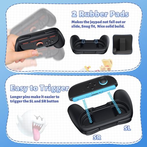 FASTSNAIL Nintendo Switch 2 JoyCon Csúszásmentes Markolat Fekete 2db