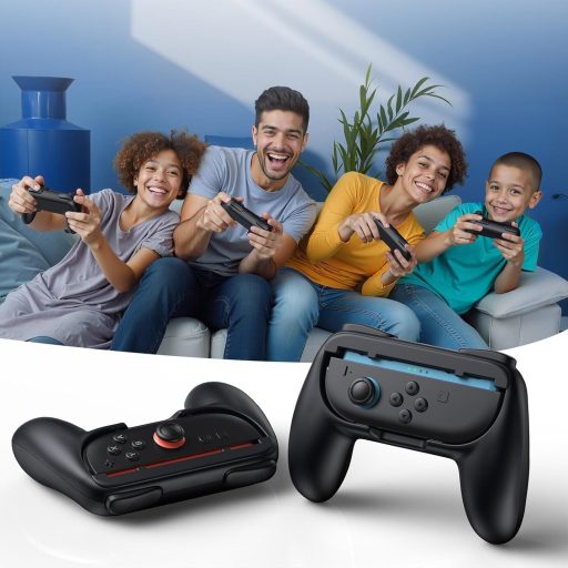 FASTSNAIL Nintendo Switch 2 mânere anti-alunecare JoyCon, Negru, 2 buc.