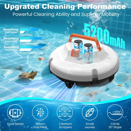 Baopilong Wireless Robot Medence Porszívó 120 Perc Futásidő 1000 m²