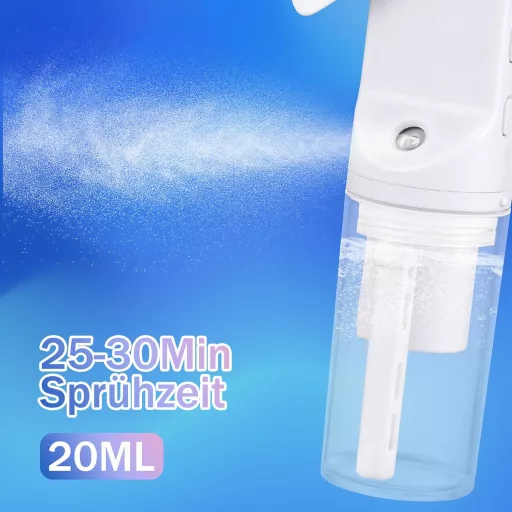 JIZZU Kézi Ventilátor Víz Permetezővel, Akkumulátoros Mini Ventillátor 4 Fokozatú Sebességszabályozással, Fehér