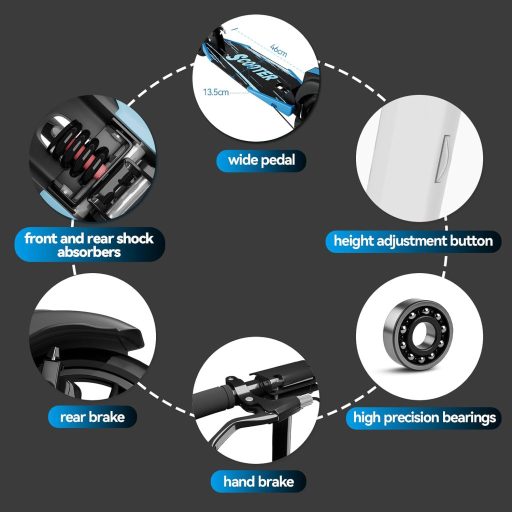 MEE GOO összecsukható roller felnőtteknek, 200mm kerekek, tárcsafék, fekete