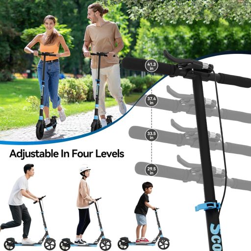 MEE GOO összecsukható roller felnőtteknek, 200mm kerekek, tárcsafék, fekete