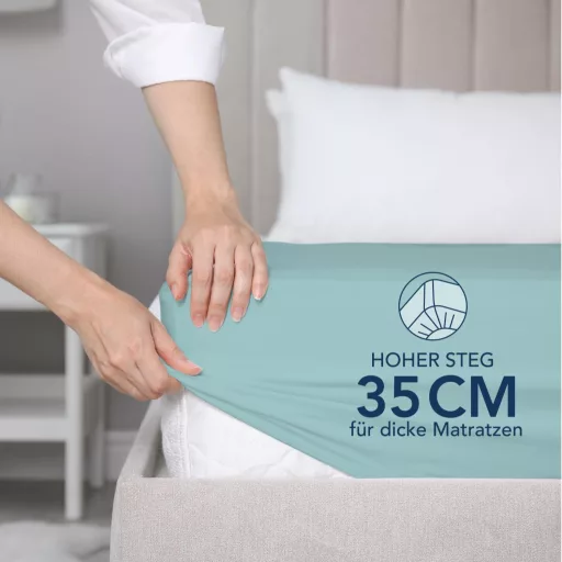 Cearșaf cu elastic Dreamzie 160x200 cm cu buzunare adânci din microfibră, Aqua