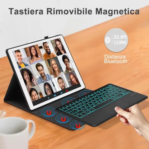 WAVATA iPad Pro 12,9" Bluetooth Billentyűzet Tok Háttérvilágítással